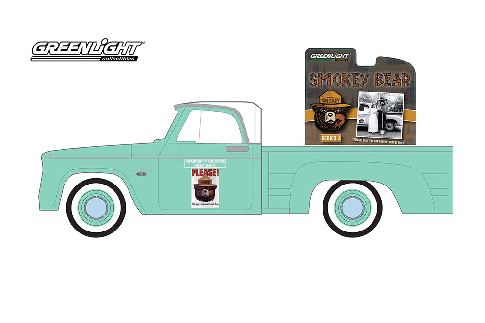 Greenlight - Smokey Bear Series 1965 Dodge D-100 Pickup Truck "Please! Only You Can Prevent Forest Fires"