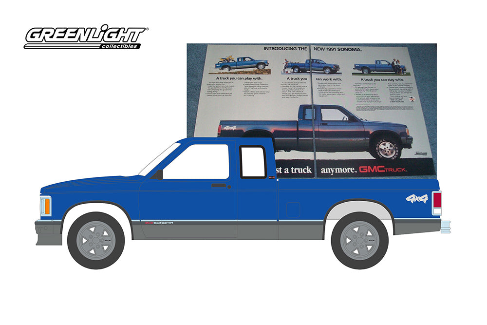 Greenlight - Vintage Ad Cars Series 8 | 1991 GMC Sonoma Pickup Truck "It's Not Just A Truck Anymore"