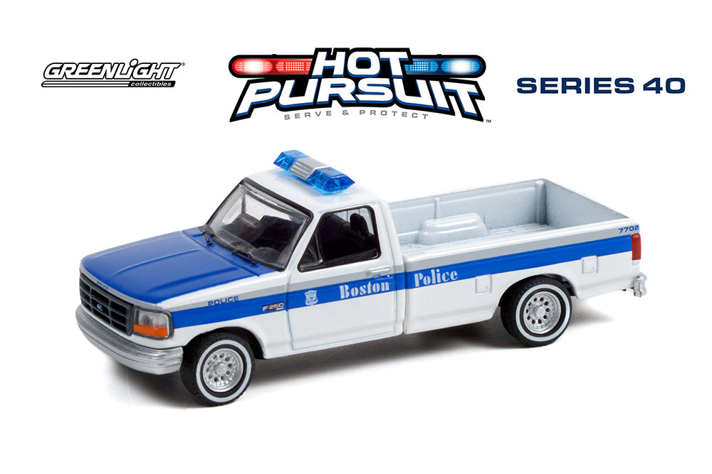 Greenlight - Hot Pursuit Series 40 | 1995 Ford F-250 Pickup Truck "Boston Police Department" (Massachusetts)