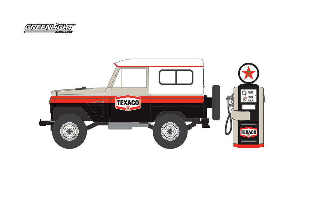 Greenlight - The Hobby Shop Series 10 | 1967 Nissan Patrol with Vintage Gas Pump Texaco