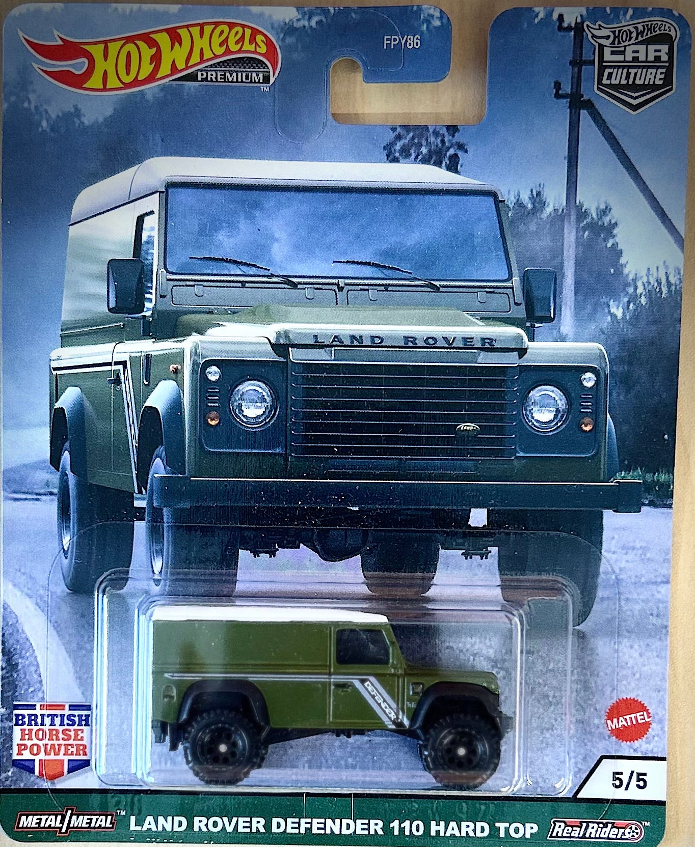 Hot Wheels Premium Car Culture Land Rover Defender 110 Hard Top British Horse Power