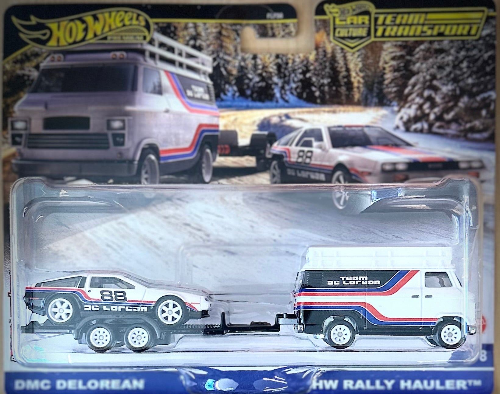 Hot Wheels Premium Team Transport DMC Delorean w/ HW Rally Hauler #78