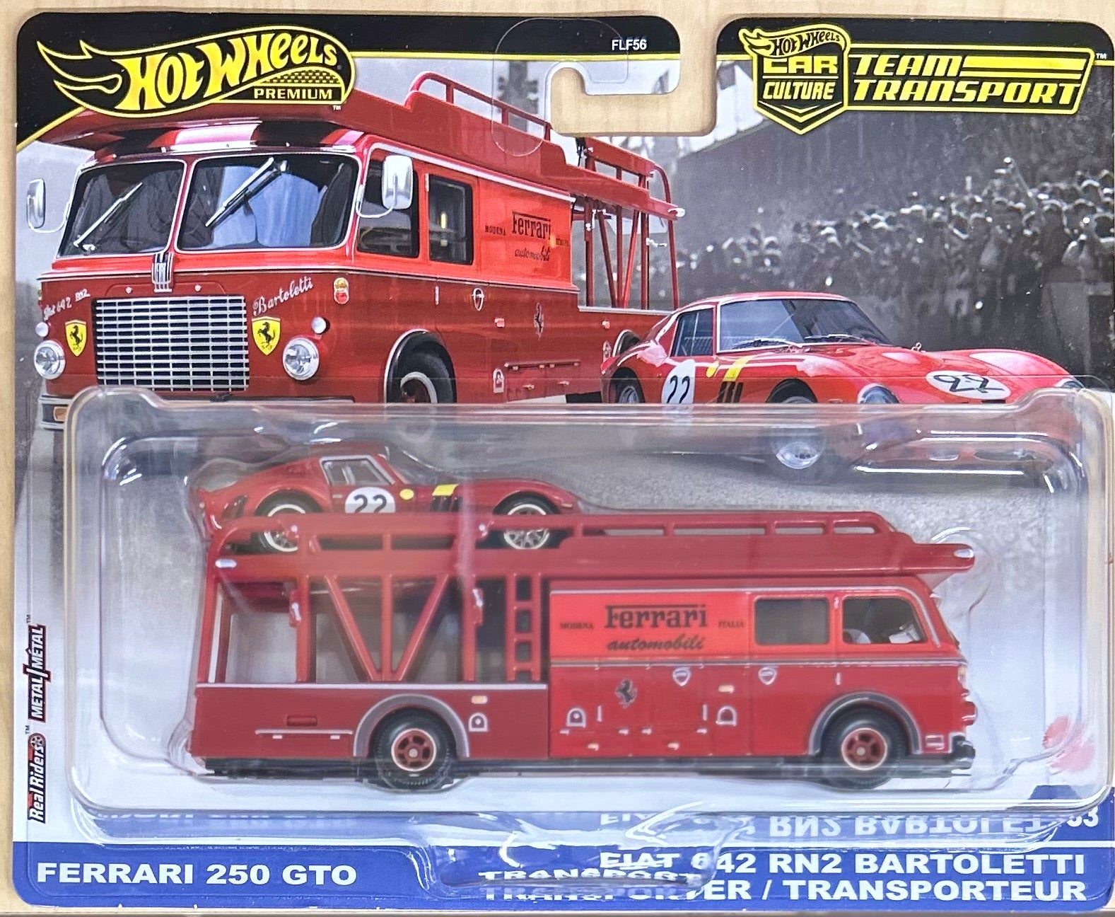 Hot Wheels Premium Team Transport Ferrari 250 GTO w/ Fiat 642 RN2 Bartoletti Transporter #83