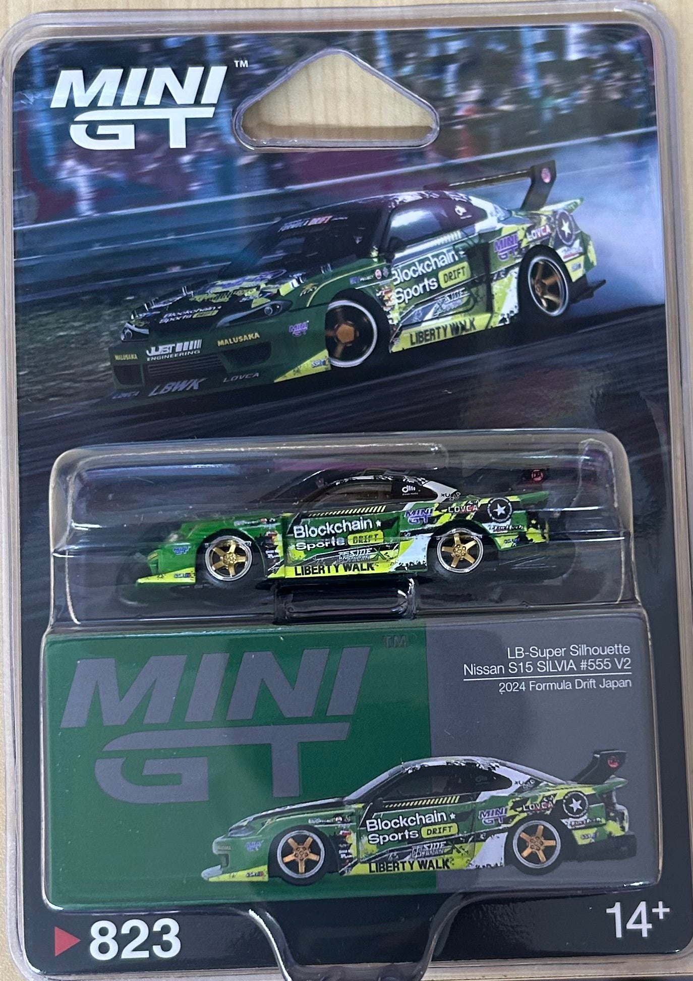 Mini GT LB-Super Silhouette Nissan S15 Silvia #555 V2 2024 Formula Drift Japan Green #823