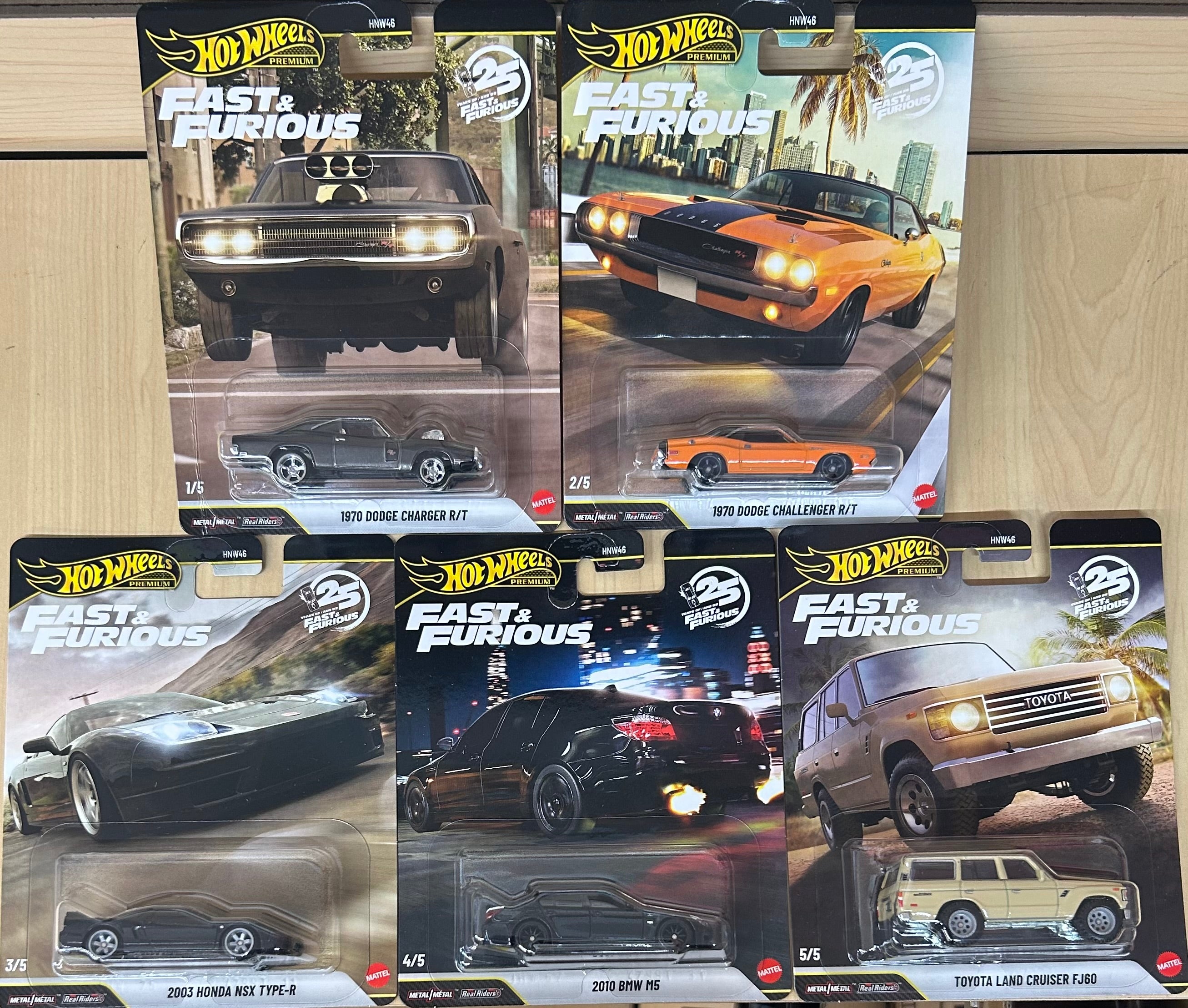 Hot Wheels 1:64 Fast & Furious 25Th Anniversary Premium 2026 Case Q (Set of 5 Cars)